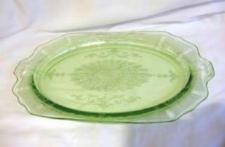 Hocking Princess Green Depression Gls Platter Vaseline  