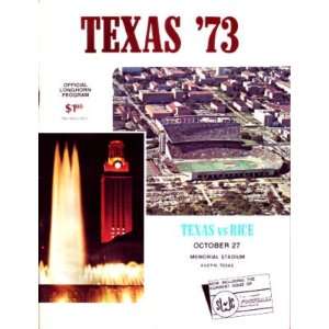  1973 Texas Longhorns vs Rice Owls Football Program 