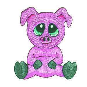 Big Eyed Baby PIG Embroidered Iron on Patch  