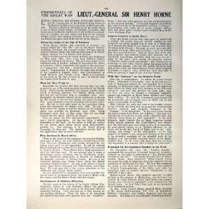  1916 WORLD WAR PORTRAIT SIR HENRY SINCLAIR HORNE ARMY: Home & Kitchen