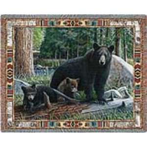  New Discoveries Black Bear Tapestry Throw Blanket: Home 