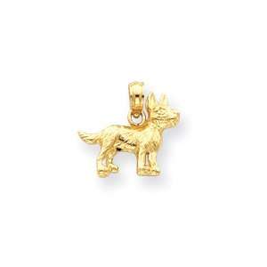  Solid 14k Gold Terrier Dog Pendant Jewelry