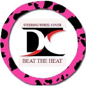 Black and hot pink cow steering wheel cover: Automotive
