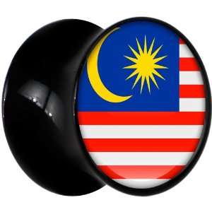  10mm Black Acrylic Malaysia Flag Saddle Plug Jewelry