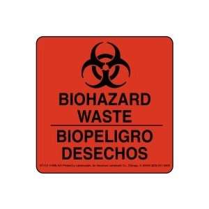  Biohazard Waste Label, 6 X 6 Bilingual: Office Products