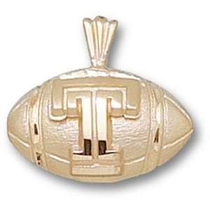 Temple University T Football Pendant (Gold Plated):  