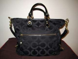COACH Large Black Op Art Julianne Tote Handbag w/Shoulder Strap  