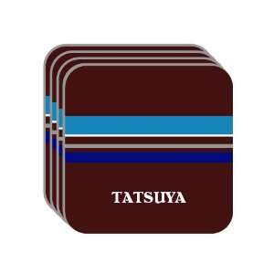 Personal Name Gift   TATSUYA Set of 4 Mini Mousepad Coasters (blue 