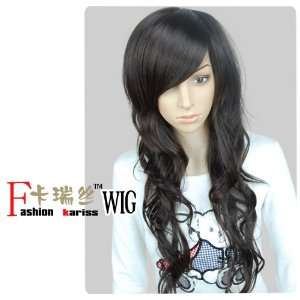   long full curly/wavy hair wig fashion fp719 Free Shipping Dark Brown