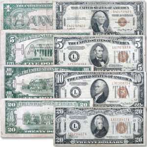  Hawaii Emergency 4 Note Set   $1, $5, $10 and $20 in Fine+ 