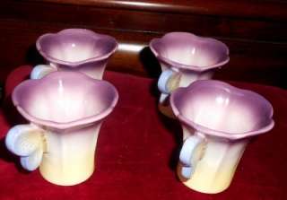 SET OF (4) PURPLE YELLOW BLUE BUTTERFLY MINI CUPS THE HALDON GROUP 