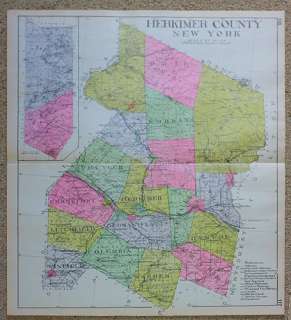 Above A Big, Colorful 1912 Map of Herkimer County, New York