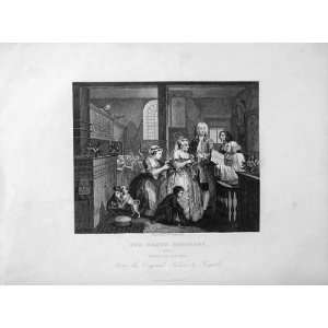  C1833 Hogarth Rake Marries Old Maid Wedding Engraving 