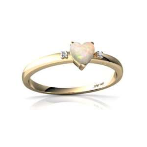  14K Yellow Gold Heart Genuine Opal Ring Size 4 Jewelry