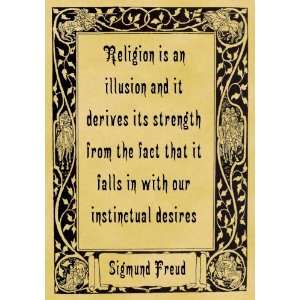   Size Parchment Poster Quotation Sigmund Freud Religion: Home & Kitchen