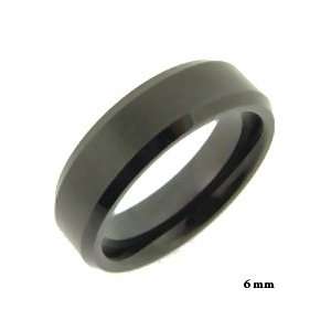   6MM Knife Edge Black Tungsten Carbide Wedding Band Size 11.5: Jewelry