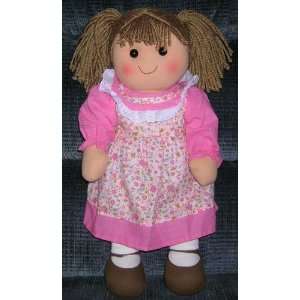   Rag Doll 16 Tall   Light Brunette Hair   Pink Dress 
