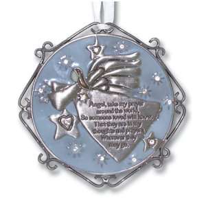  Ornament with Messenger Angel Poem, White Ribbon