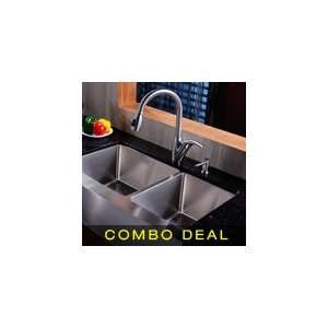 Kraus 36 inch Double Basin Stainless Steel Kitchen Sink & Faucet with 