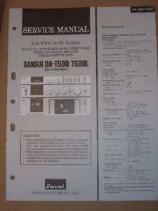 Sansui Service/Repair Manual~DA T500/T500L Hi Fi System  