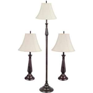   pack Lamp Set Slant Wh Shade Weathered Bronz