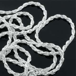 Mens 16 30 Inch .925 Silver 3 mm Diamond Cut French Rope Chain Hip Hop 