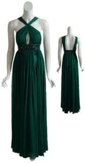 Dramatic Marc Bouwer Glamit silk evening gown with pleated bust has 