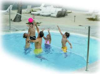 deckvolly deck mounted swimming pool volleyball game set