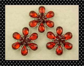   Beads #3 Happy Flowers Made w/ Red Siam Swarovski Crystal Elements