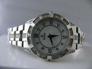   Womens 96L116 Swarovski Crystal Bracelet Mother of Pearl Dial Watch