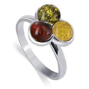    Sterling Silver Muli Color Amber Stone Ring Size 6: Jewelry