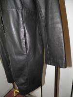 BRANDON THOMAS Coat Black Leather Above Knee Length M  