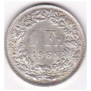  1965 Switzerland 1 Franc Coin   Silver Content 83,5% 