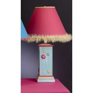  Multi Colored Square Column Lamp with Flowers