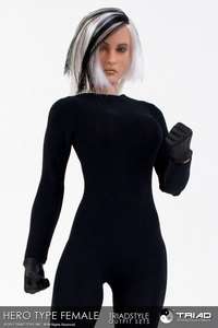   TYPE FEMALE BLACK STRETCH SPANDEX BODYSUIT superhero outfit  