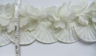 Victorian 3 D White Floral Roses Trim Ruffle Lace  36  