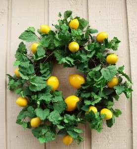Spring Wreath Summer Lemon Floral Door Kitchen Wall Decor Yellow Fruit 