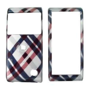  For Sony Ericsson C905 Hard Case Plaid Navy Blue Brown 