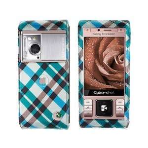   On Plastic Phone Design Cover Case Blue Plaid For Sony Ericsson C905a