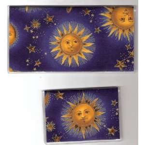   Cover Debit Set Made with Celestial Sun Blue Fabric 
