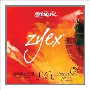  DAddario Zyex 4/4 Violin D String Silver Light Musical 