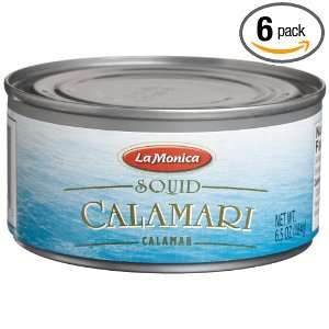 La Monica Calimari, 6.5 Ounce Tins (Pack of 6)  Grocery 