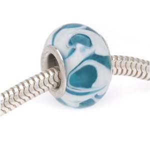   Pandora Aqua Blue White Abstract Swirl 14mm (1): Arts, Crafts & Sewing