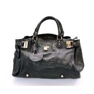  Finest Quality Italian Calf Leather Padlock Bag Black 