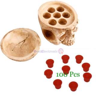 Personality Skull Tattoo 7 Ink Caps Cups Holder Holds + 100Pcs Ink 