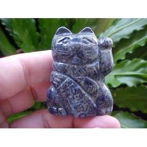  E6608 Gemqz Lapis Lazuli Carved Lucky CAT Left PAW Nice 