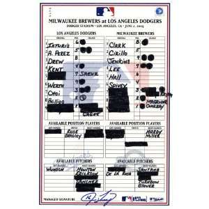   02 2005 Game Used Lineup Card (Jim Tracy Signed): Sports & Outdoors