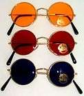 Pairs New Vintage 80s Round Penny Hippy Gold Tone Frame Sunglasses