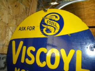 Rare OLD Stoll Viscoyl Gasoline Motor Oils 22 Inch DSP Porcelain 