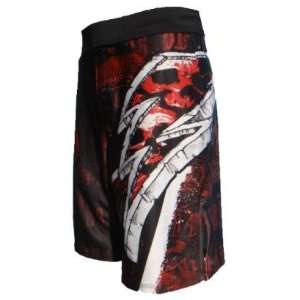   Skull Bolt_Red, 4 Way Stretch MMA Fight Shorts.: Sports & Outdoors